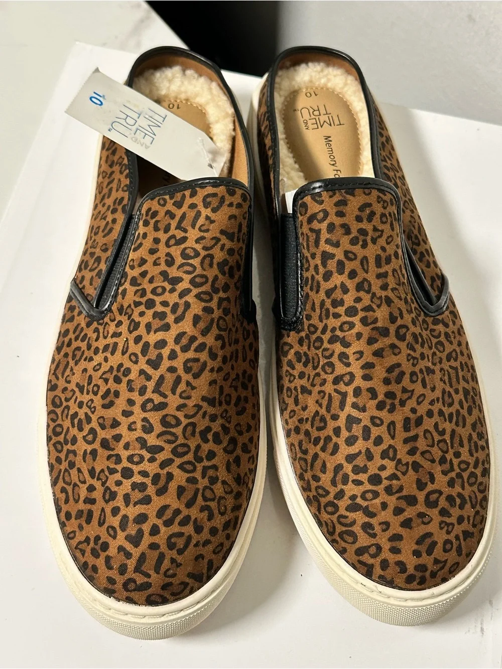 Time and Tru Leopard Print Slip-On Loafers in Brown and Black
